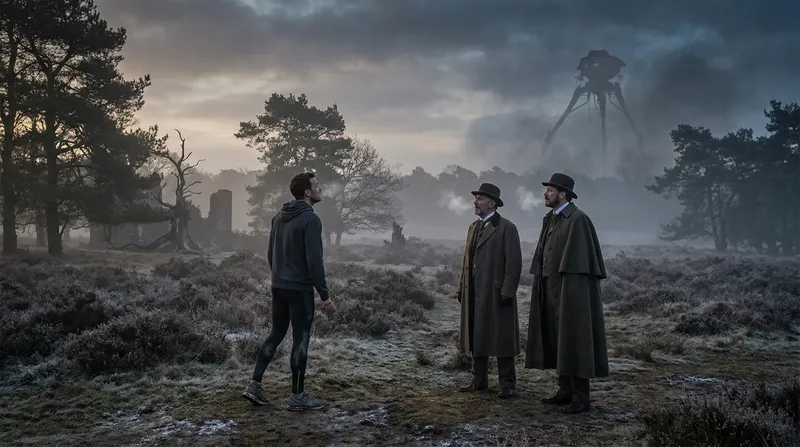 The War of the Worlds — key art: a present-day runner inside the world of the book