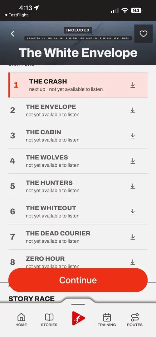 A screen of the Choose The Run app