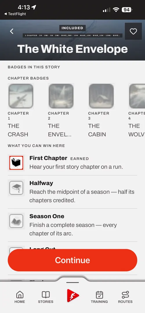 A screen of the Choose The Run app