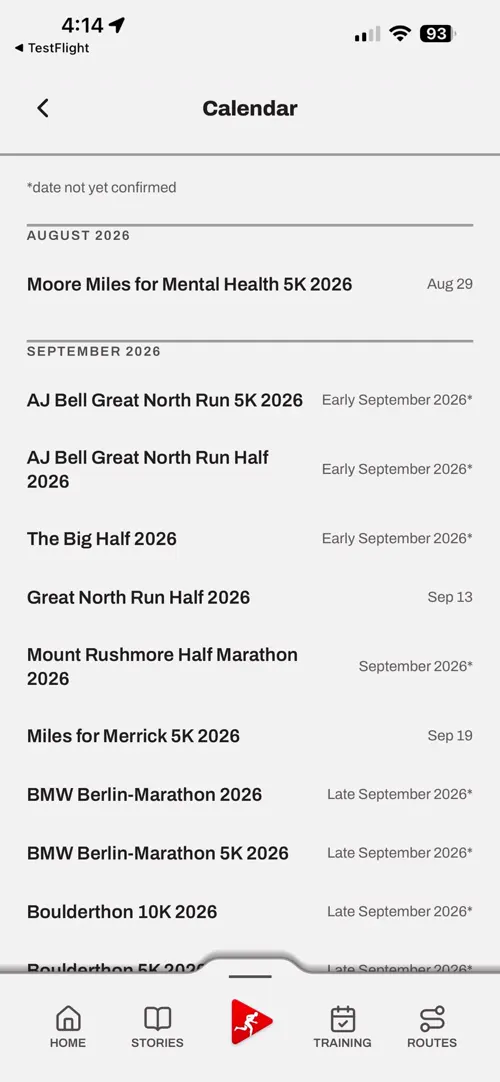 A screen of the Choose The Run app