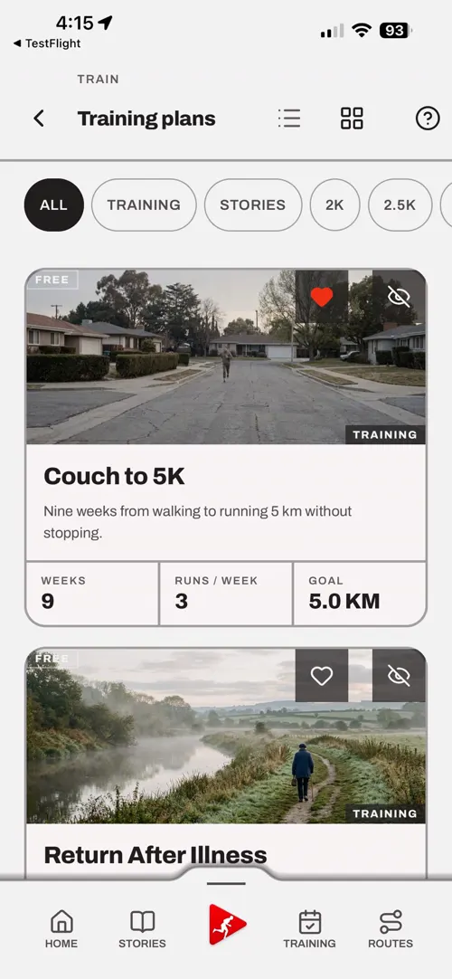 A screen of the Choose The Run app
