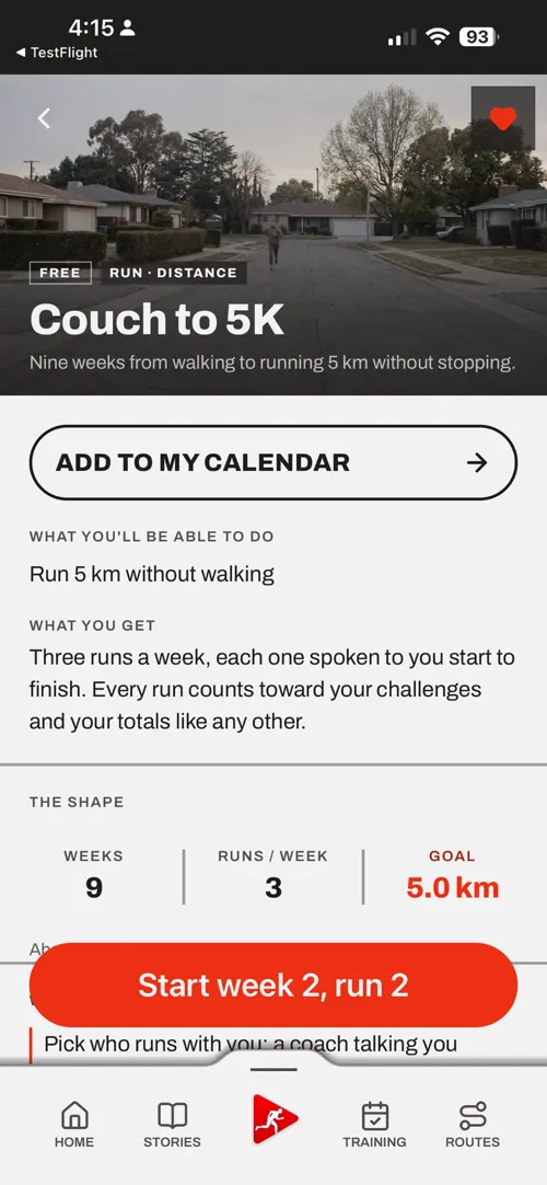 A screen of the Choose The Run app