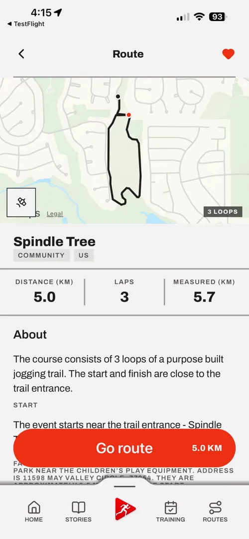 A screen of the Choose The Run app